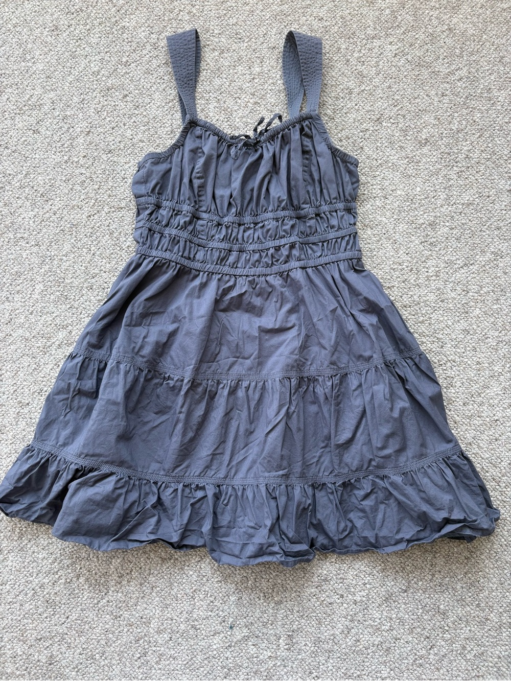 Sunday Best Slate Grey Tiered Ruffle Sundress